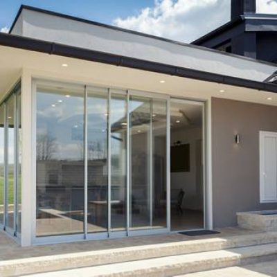 Aluminium bi folding door part of modern home extension